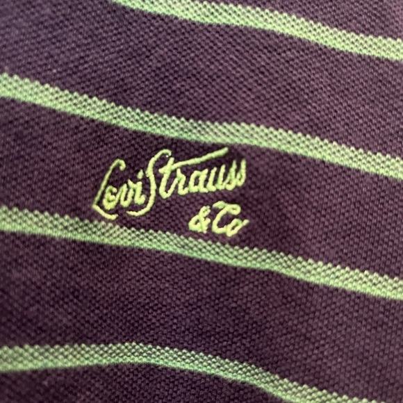Levi's Polo Shirt Blue and Green Striped Casual Wear - Picture 2 of 5